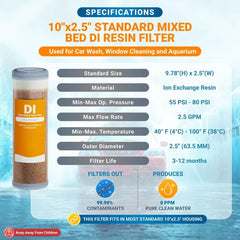 فلتر مياه DI Mix Bed Resin قابل لإعادة التعبئة – 3 أحجام